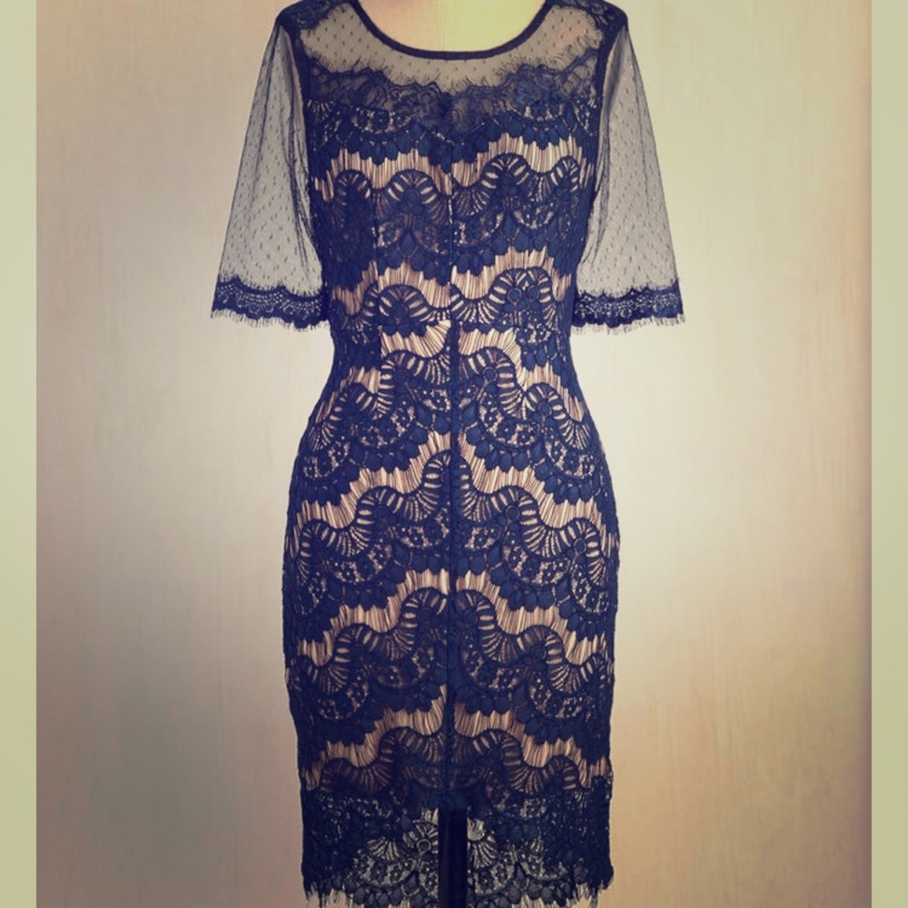 Soieblue Lace Dress in Navy